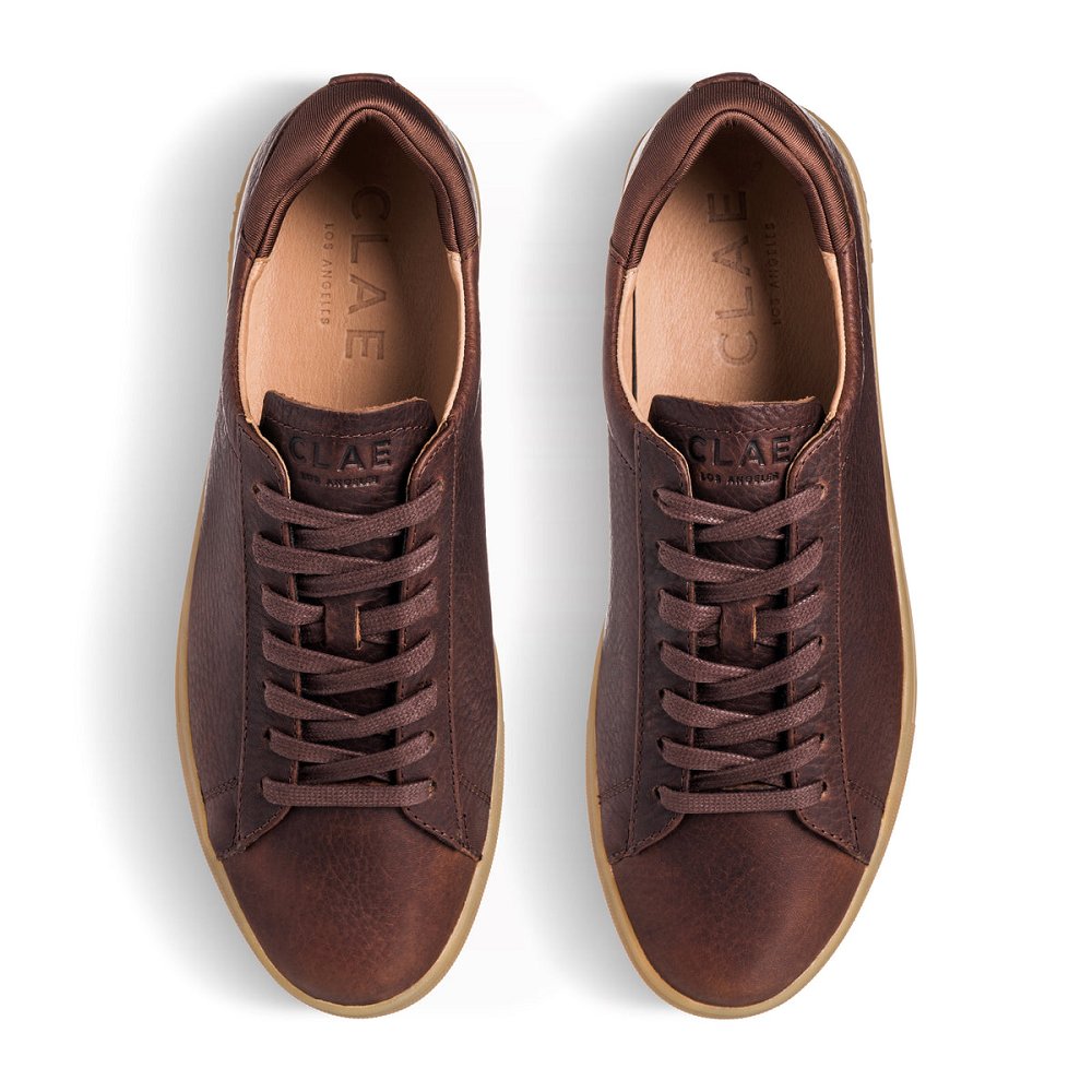 CLAE BRADLEY Shoes Mens USA513-E62 In Cocoa Leather Light Gum